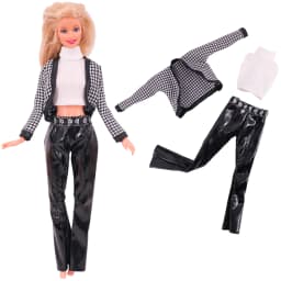 3 Pcs/Set Fur Vest Coat + Dress/Casual Outfit for 11.8 inch Barbies Doll Clothes Accessories Plush Jacket Celebrity,Child's Gift