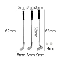 3Pcs 1/12 Dollhouse Miniature Accessories Mini Metal Golf Club with Ball Model Toy for Doll House Decoration ob11 bjd