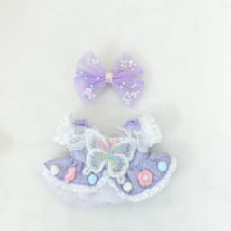 15/17cm Vinyl Plush Doll Clothes Labubu Pendant Lucky Purple Bow Dress Labubu V1/V2/V3 Clothes Accessories