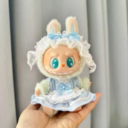 15/17cm Vinyl Plush Doll Clothes Labubu Pendant Lucky Purple Bow Dress Labubu V1/V2/V3 Clothes Accessories