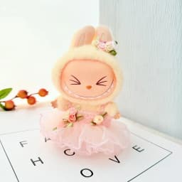 15/17cm Vinyl Plush Doll Clothes Labubu Pendant Lucky Purple Bow Dress Labubu V1/V2/V3 Clothes Accessories