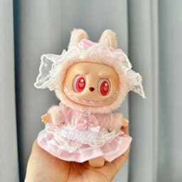 15/17cm Vinyl Plush Doll Clothes Labubu Pendant Lucky Purple Bow Dress Labubu V1/V2/V3 Clothes Accessories