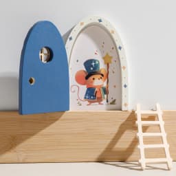 Wooden Miniature Elf Door Toy DIY Mini House Accessories Furniture Simulation Miniatures Toy Baby Pretend Play Toy Gift