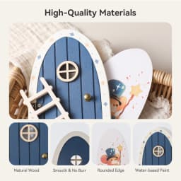 Wooden Miniature Elf Door Toy DIY Mini House Accessories Furniture Simulation Miniatures Toy Baby Pretend Play Toy Gift