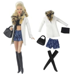1/6 Doll Fashion Casual Wear Clothes Plush Coat Pants Winter Wear Clothes Skirt Bags Handmade Girl Doll Jacket Set For 29~32cm