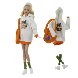 1/6 Doll Fashion Casual Wear Clothes Plush Coat Pants Winter Wear Clothes Skirt Bags Handmade Girl Doll Jacket Set For 29~32cm