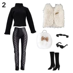 1/6 Doll Fashion Casual Wear Clothes Plush Coat Pants Winter Wear Clothes Skirt Bags Handmade Girl Doll Jacket Set For 29~32cm