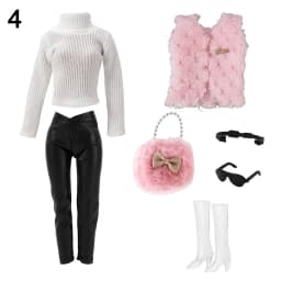 1/6 Doll Fashion Casual Wear Clothes Plush Coat Pants Winter Wear Clothes Skirt Bags Handmade Girl Doll Jacket Set For 29~32cm