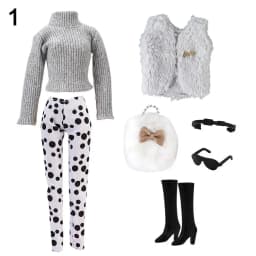 1/6 Doll Fashion Casual Wear Clothes Plush Coat Pants Winter Wear Clothes Skirt Bags Handmade Girl Doll Jacket Set For 29~32cm