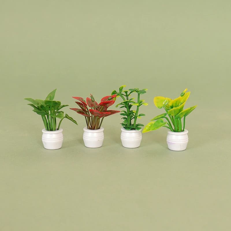 Doll House Mini Simulated Green Plant Potting Plant Model DIY Dollhouse Home Garden Outdoor Landscape Flower Bed Scene Decor