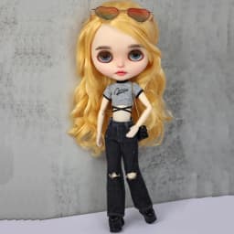 For Blythe Doll Clothes Bell-bottoms Jeans Pants for Ob24 Ob22 Azone Dolls Outfit