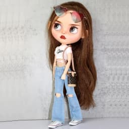 For Blythe Doll Clothes Bell-bottoms Jeans Pants for Ob24 Ob22 Azone Dolls Outfit