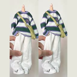 New Blythe Doll Clothes Colored Striped Round Neck Sweater Hoodie with Sports Wide Leg Pants Crossbody Bag for Blyth ob24 Outfit