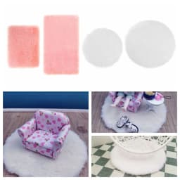 Gift Photo Props Nordic Style Dollhouse Plush Carpet Doll Accessories Miniature Hairy Rug Mini Floor Mat Gift