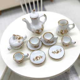1set 1:12 Dollhouse Miniature Ceramic Brown Rose Teapot Tea Set Wine Set Tableware Mini Tea Cup Wine Glass Model Decor Toy