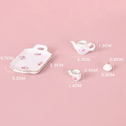1set 1:12 Dollhouse Miniature Ceramic Brown Rose Teapot Tea Set Wine Set Tableware Mini Tea Cup Wine Glass Model Decor Toy