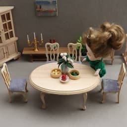 1:12 Dollhouse Miniature Wooden Dining Table Chair Set Simulation Furniture Model Toy For Dollhouse Restaurant Decor