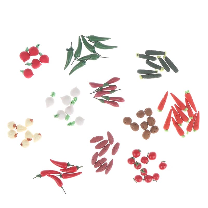 10Pcs 1:12 Miniature Vegetable Mini Carrot Radish Pepper Simulation Vegetable Dollhouse Food Doll House Accessories Ornaments