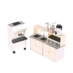 1:12 Dollhouse Miniature Beverage Shop Workbench Simulation Blender Coffee Grinder Toaster Oven Ice Cream Machine Model DIY Toys