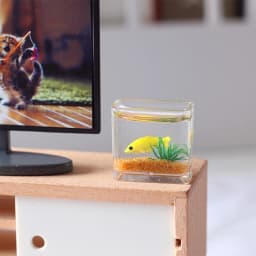 1pc Dollhouse Miniature Glass Fish Tank Bowl Aquarium Doll House Home Ornament Toys For Dollhouse Decor Toys