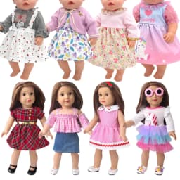 Doll Clothes for 43-45cm New Born American Doll Fashion T-Shirt Overalls Princess Gauze Skirt Gift for Girls