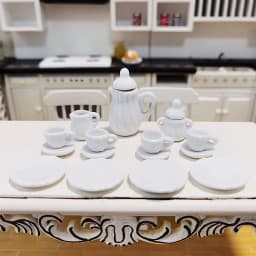 1Set Ceramic 1:6 1:12 Doll House Miniature Porcelain Tea Cup Set Tableware Kitchen Dollhouse Teapot DIY Toys Kid Gift