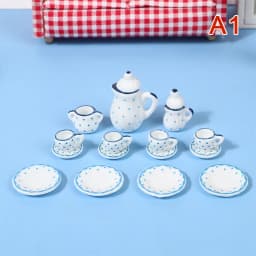 1Set Ceramic 1:6 1:12 Doll House Miniature Porcelain Tea Cup Set Tableware Kitchen Dollhouse Teapot DIY Toys Kid Gift