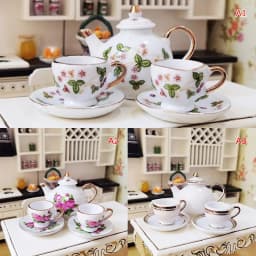 1Set Ceramic 1:6 1:12 Doll House Miniature Porcelain Tea Cup Set Tableware Kitchen Dollhouse Teapot DIY Toys Kid Gift