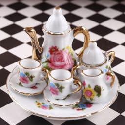 1Set Ceramic 1:6 1:12 Doll House Miniature Porcelain Tea Cup Set Tableware Kitchen Dollhouse Teapot DIY Toys Kid Gift