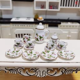 1Set Ceramic 1:6 1:12 Doll House Miniature Porcelain Tea Cup Set Tableware Kitchen Dollhouse Teapot DIY Toys Kid Gift