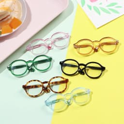 Plush Doll Glasses Accessory Round Frame Miniature Eyewear Clear Lens Candy Color Eyeglasses Style For Blythe Doll Accessories