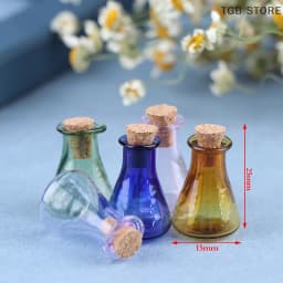 2Pcs Mini Glass Color Bottle Wishing Bottle Tiny Jars Vials Mini Storage Bottle