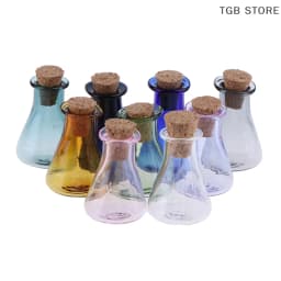 2Pcs Mini Glass Color Bottle Wishing Bottle Tiny Jars Vials Mini Storage Bottle