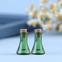 2Pcs Mini Glass Color Bottle Wishing Bottle Tiny Jars Vials Mini Storage Bottle