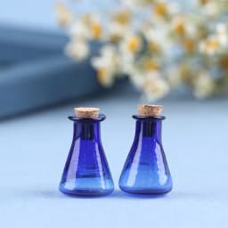 2Pcs Mini Glass Color Bottle Wishing Bottle Tiny Jars Vials Mini Storage Bottle