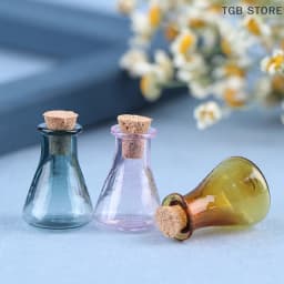 2Pcs Mini Glass Color Bottle Wishing Bottle Tiny Jars Vials Mini Storage Bottle