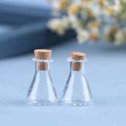 2Pcs Mini Glass Color Bottle Wishing Bottle Tiny Jars Vials Mini Storage Bottle