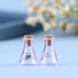 2Pcs Mini Glass Color Bottle Wishing Bottle Tiny Jars Vials Mini Storage Bottle