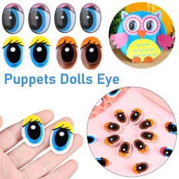 10Pcs 3D Plastic Eyes Dolls Eyes Cute Colorful Oval Cartoon Kids Stuffed Animals Plush Eyes DIY Handmade Dolls Accessories Toys