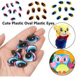 10Pcs 3D Plastic Eyes Dolls Eyes Cute Colorful Oval Cartoon Kids Stuffed Animals Plush Eyes DIY Handmade Dolls Accessories Toys