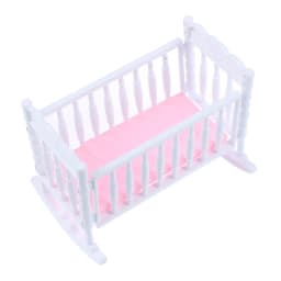 Doll House Light Pink White Baby Doll Shaker Toy Accessories Bed Cradle Crib Play House Toy Accessories Bed Cradle