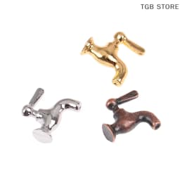 4pcs/set 1:12 Dollhouse Miniature Metal Water Tap Faucet Bathroom Accessories