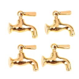 4pcs/set 1:12 Dollhouse Miniature Metal Water Tap Faucet Bathroom Accessories