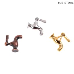 4pcs/set 1:12 Dollhouse Miniature Metal Water Tap Faucet Bathroom Accessories