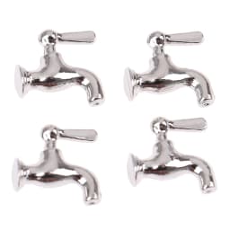 4pcs/set 1:12 Dollhouse Miniature Metal Water Tap Faucet Bathroom Accessories
