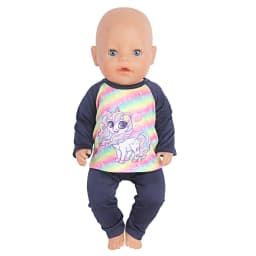 Cute Cat Animal Shark T-shirt+shorts Clothes Set Pajamas Fit For American 18 Inch Girl Doll And 43cm Baby New Born,OG Toy Doll