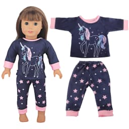 Cute Cat Animal Shark T-shirt+shorts Clothes Set Pajamas Fit For American 18 Inch Girl Doll And 43cm Baby New Born,OG Toy Doll