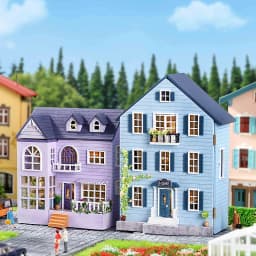DIY Mini Wooden Doll House Assembly Building Model Pink Princess Villa Architecture Kit 3D Puzzle Dollhouse With Furniture Gifts