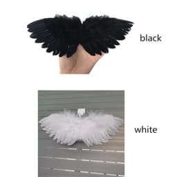White Black Crafts Kids Mini Feather Angel Wing Newborn Dog Pet Prop Doll Decoration Party Birthday Gift Easter Valentines Day