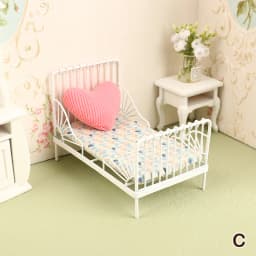 1:12 Dollhouse Miniature Wood Bed Bedroom Simulation Furniture Model Mini Doll Bed Doll Bedroom Doll House Furniture